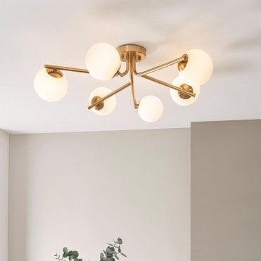 Aaron 6 Light Semi Flush Brass Fitting