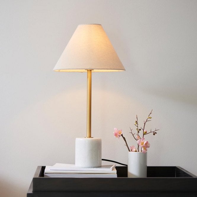 Aspire Lighting Ellie Aged Brass Table Lamp C/W Fabric Shade