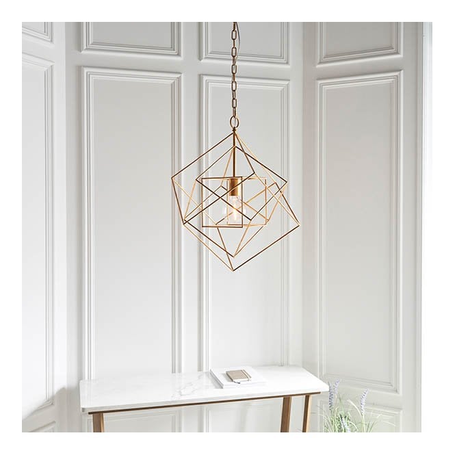 Aspire Lighting Fred Single Gold Leaf Framed Pendant
