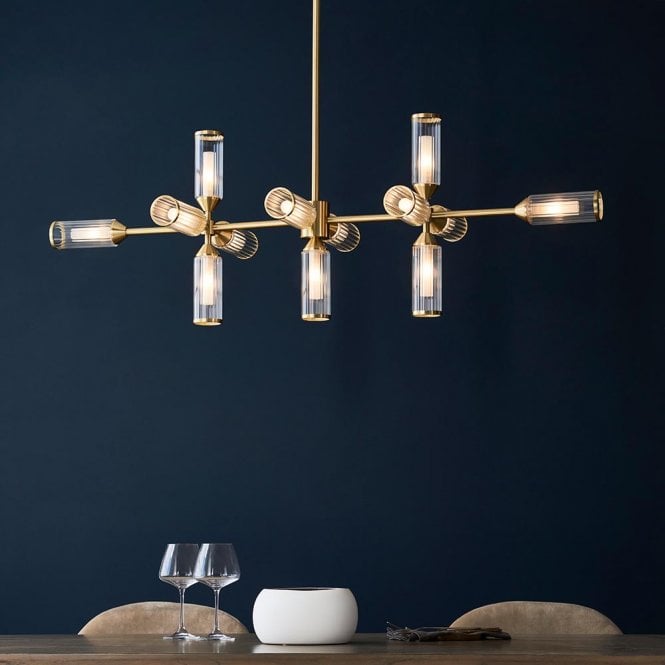 Aspire Lighting Sally Satin Brass 13 Light Linear Pendant