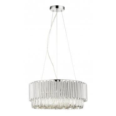 Astoria 13 Light Crystal Pendant with Polished Chrome Bars