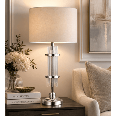 Chrysler E27 Crystal Table Lamp C/W Shade