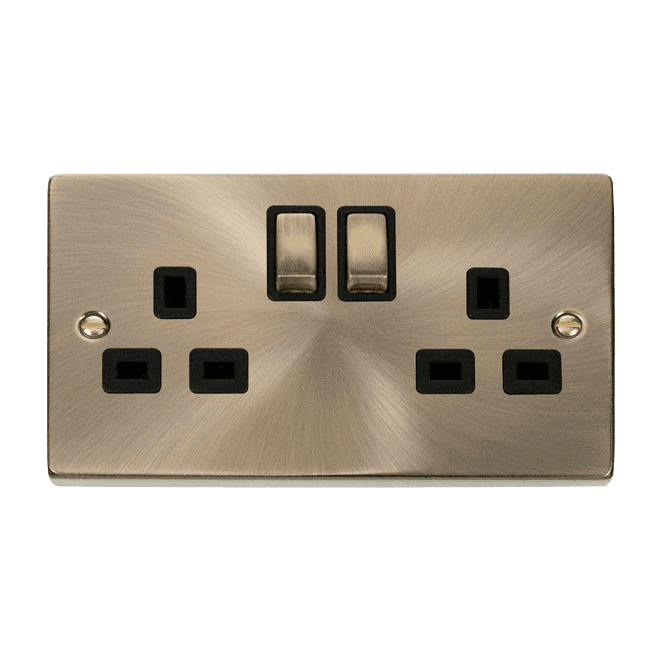 Click Scolmore Antique Brass 2 Gang Socket