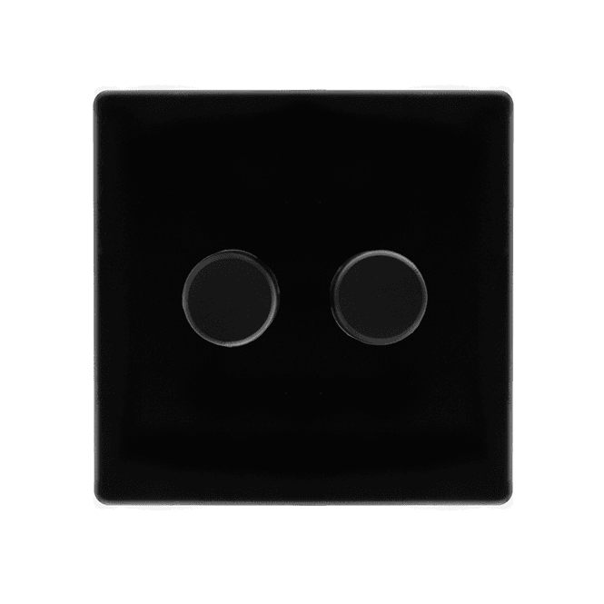 Click Scolmore Black 2 Gang 2 Way Dimmer Switch