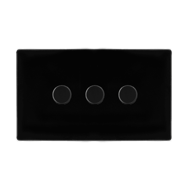 Click Scolmore Black 3 Gang 2 Way Dimmer Switch