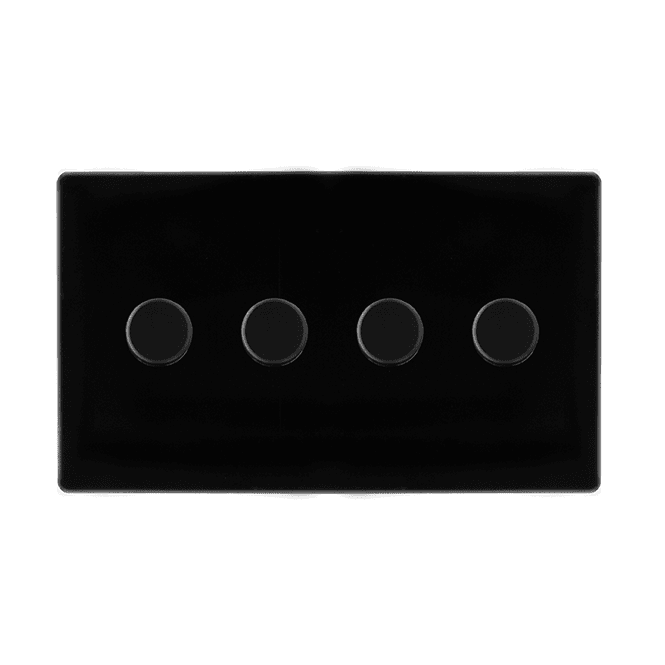Click Scolmore Black 4 Gang 2 Way Dimmer Switch