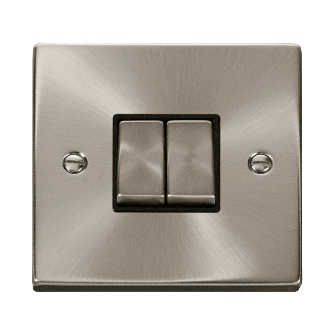 Click Scolmore Satin Chrome 2 Gang 2 Way Switch