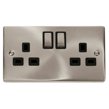 Satin Chrome 2 Gang Socket