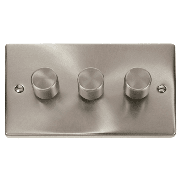Satin Chrome 3 Gang 2 Way Dimmer Switch