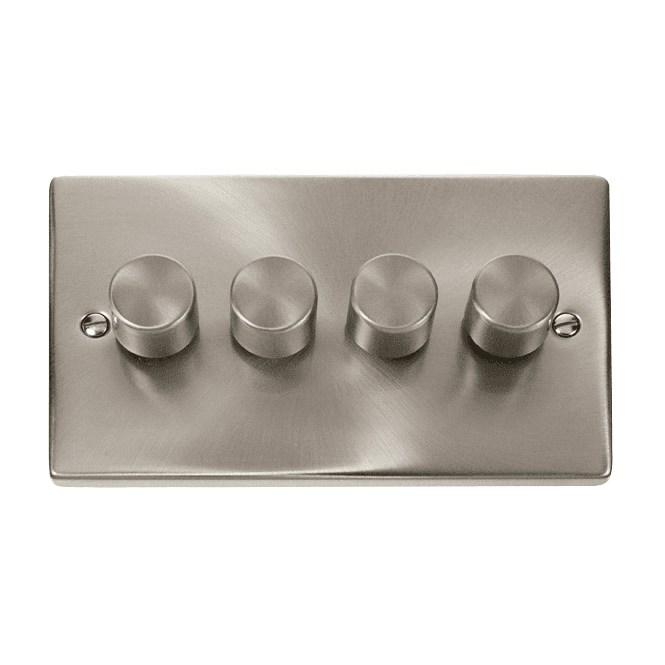 Click Scolmore Satin Chrome 4 Gang 2 Way Dimmer Switch