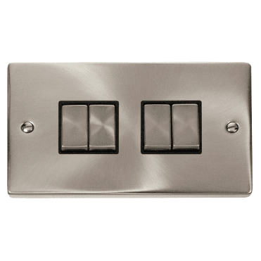 Satin Chrome 4 Gang 2 Way Switch