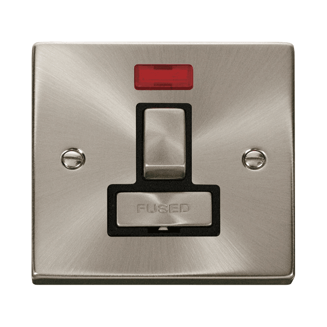 Click Scolmore Satin Chrome FCU Switch with Neon