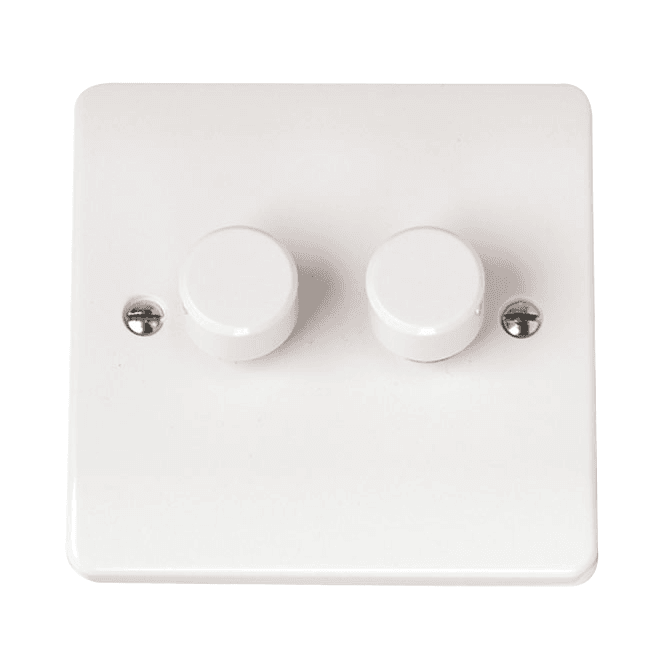 Click Scolmore White 2 Gang Dimmer Switch
