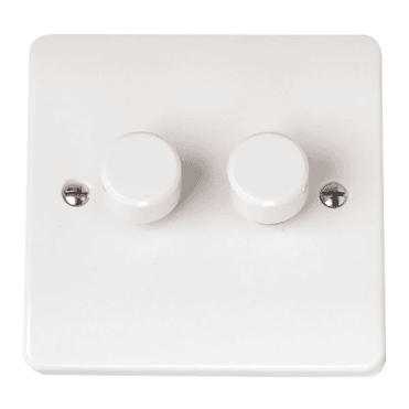 White 2 Gang Dimmer Switch