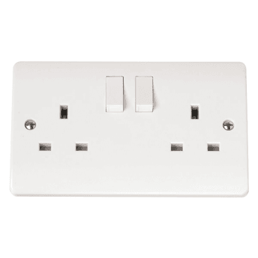 White 2 Gang Socket