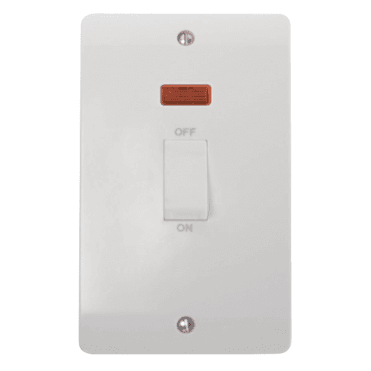 White 2 Gang Vertical Switch with Rocker & Neon