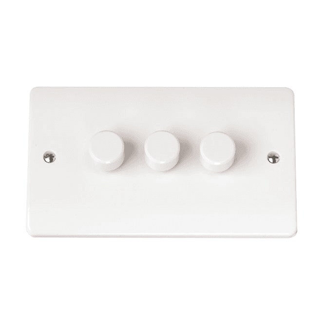 Click Scolmore White 3 Gang Dimmer Switch