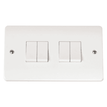 White 4 Gang 2 Way Switch