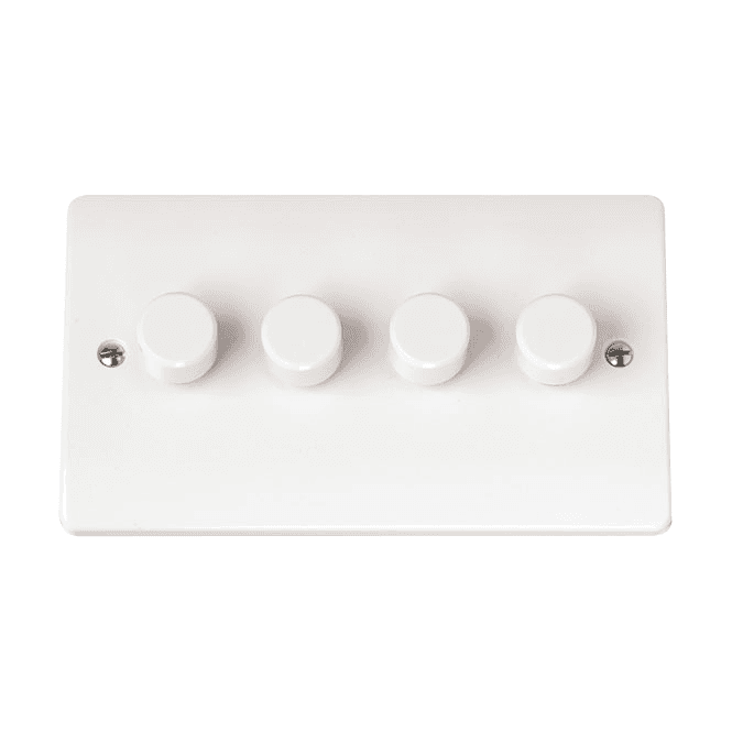 Click Scolmore White 4 Gang Dimmer Switch