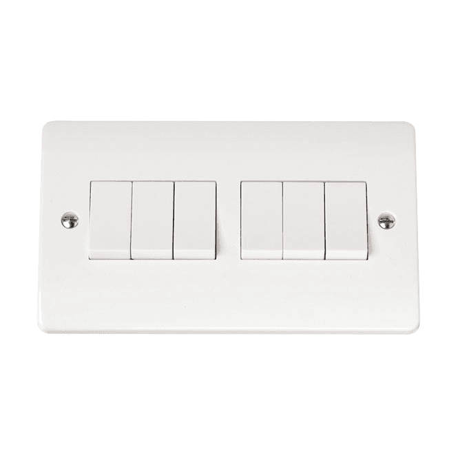 Click Scolmore White 6 Gang 2 Way Switch