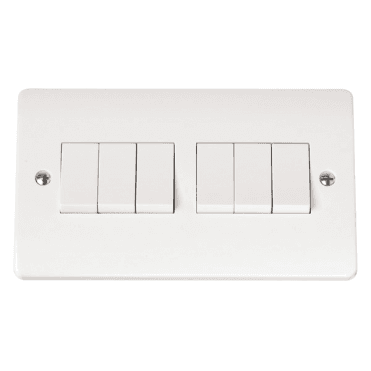 White 6 Gang 2 Way Switch