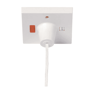 White Pull Cord Switch with Mechanical On/Off & Neon