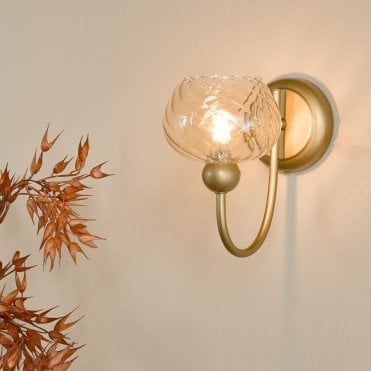 Cognac Satin Gold & Champagne Wall Light