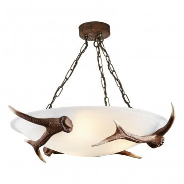 Antler 3 Light Semi Flush Rustic