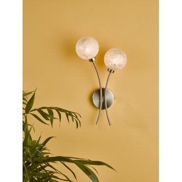 Avari 2 Light Wall Light Satin Brass Glass