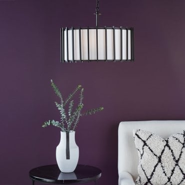 Cagliari Ceiling Pendant in Matt Black & Ivory