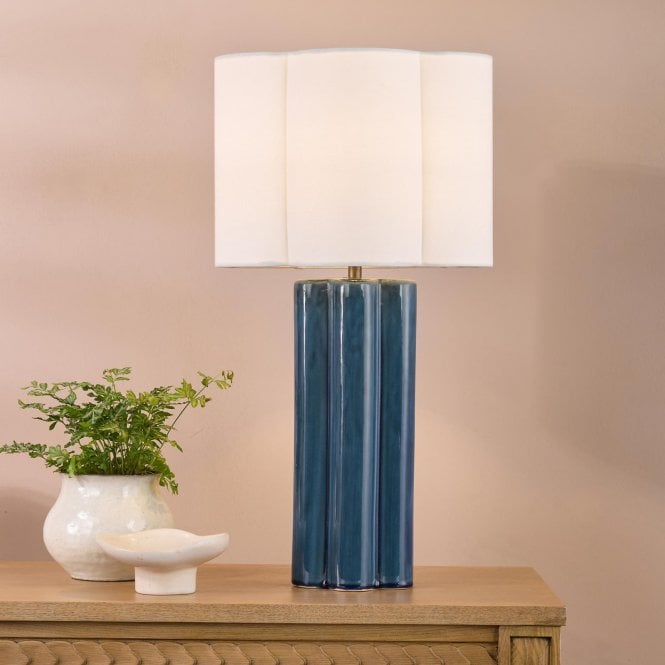 där lighting Fiyan Blue Table Lamp C/W Shade