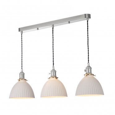 Hadano 3 Light Ceramic Chrome Bar