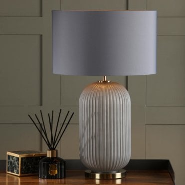 Helicon Grey Table Lamp C/W Shade