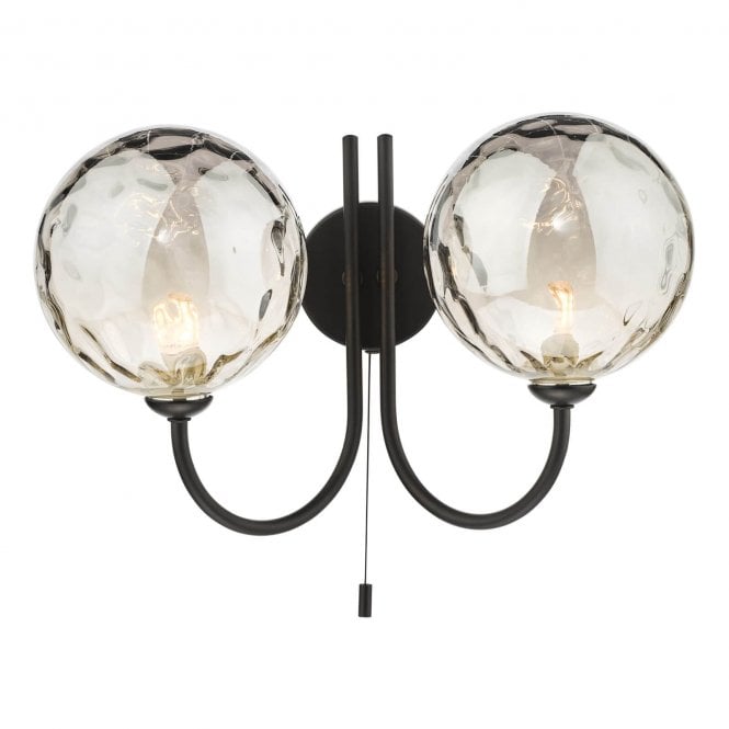 där lighting Jared 2 Light Black Wall Fitting