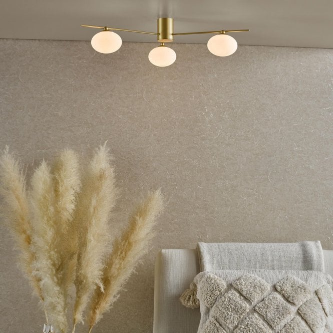 där lighting Jasper Satin Gold Semi Flush Fitting