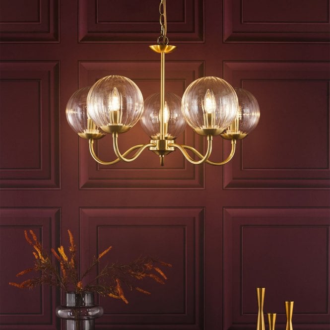 där lighting Jocelyn 5 Light Brass Pendant