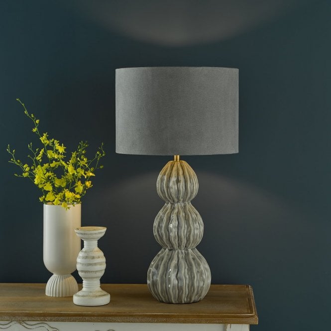 där lighting Lorelai Grey Table Lamp C/W Shade