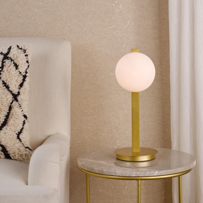 där lighting Tauri Gold & Opal Glass Table Lamp