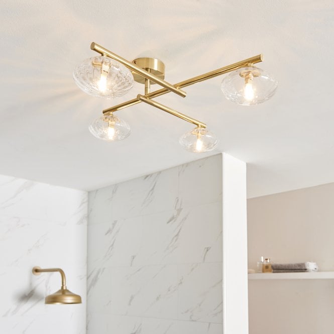 Endon Lighting Mobias Stylish Linear 4 Light Semi Flush 
