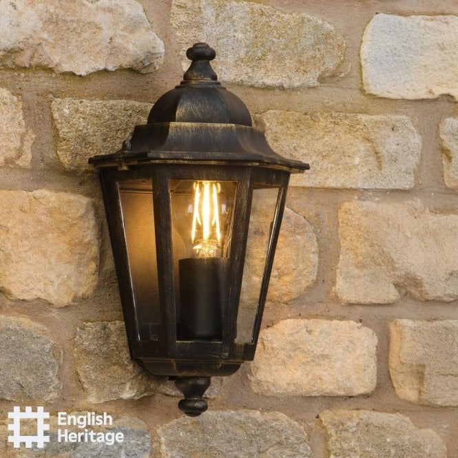 English Hertiage Audley End Flush Brushed Black & Gold Outdoor Wall Light