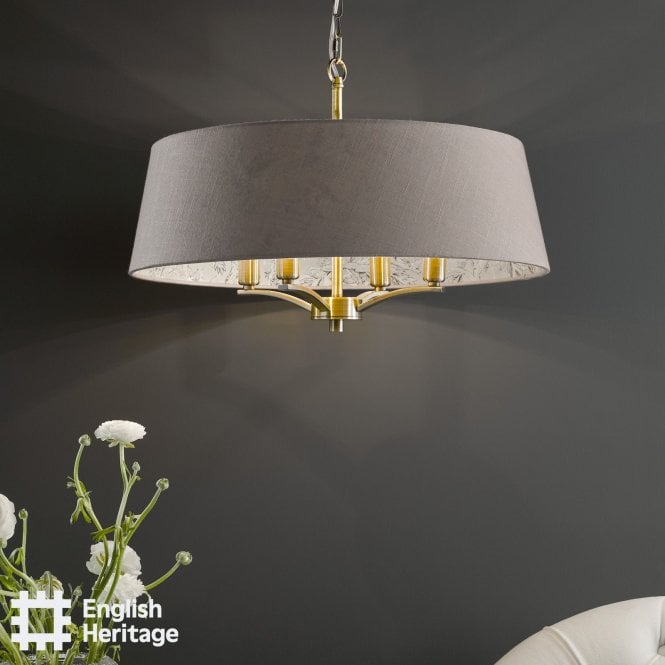 English Hertiage Birch Brass & Taupe Pendant