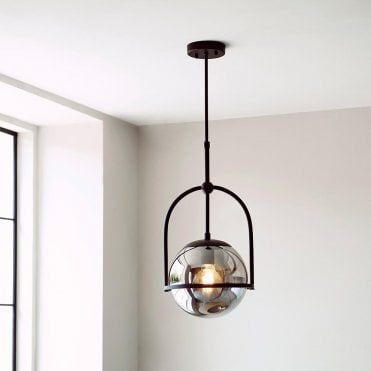 Erin Single Black Pendant C/W  Smoked Shade