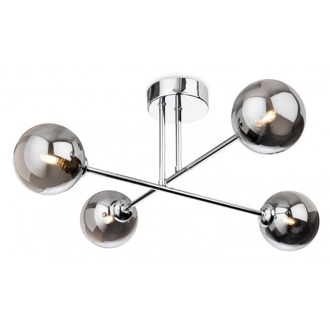 Firstlight Lando Chrome & Smoked Glass Semi Flush