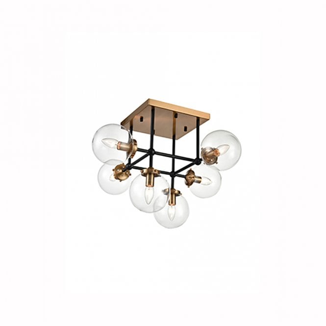 franklite Diffraction Flush Light in Matt Black & Antique Gold