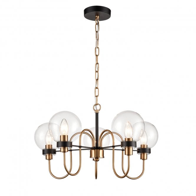 franklite Equinox Ceiling Pendant in Matt Black & Antique Gold