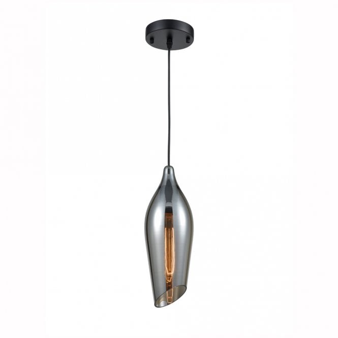 franklite Taper Pendant in Matt Black & Glass 145mm