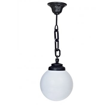 Sichem G250 E27 Black Hanging Outdoor Lantern with Opal Globe