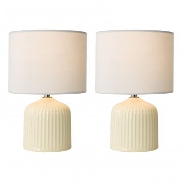 Gigi Cream Twin Pack Table Lamps C/W Shade