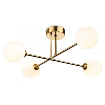 Lando Brass & Opal Glass Semi Flush