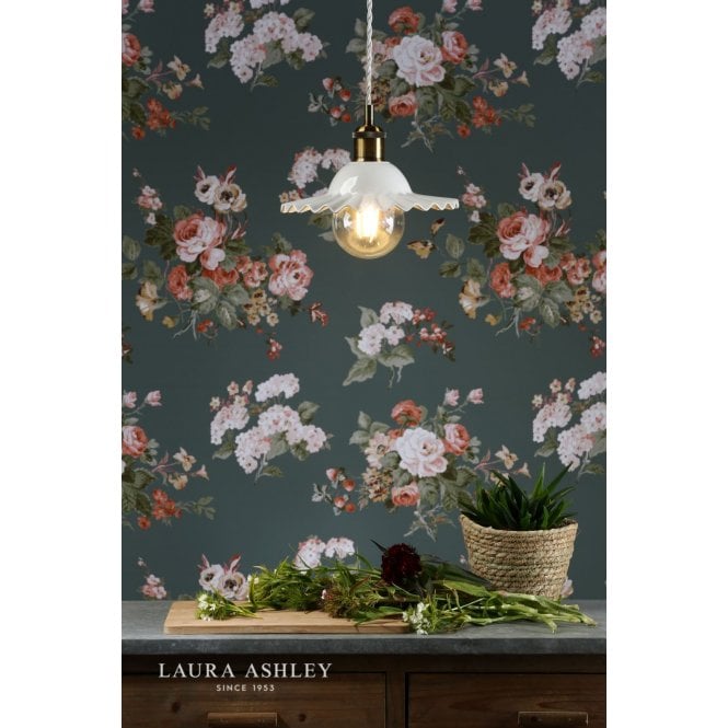 Laura Ashley Beca White Single Pendant